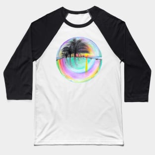 Sunset Reflection Through Rainbow Bubble Baseball T-Shirt